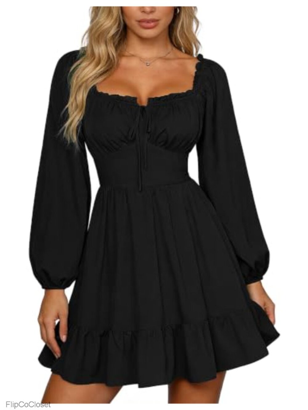 Women's Renaissance Off-Shoulder Corset Mini Dress, Long Sleeve, Smocked Back